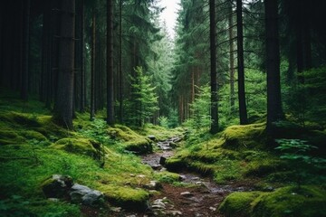 Obraz premium Green forest background