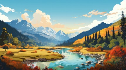 Jiuzhaigou Valley in China Illustration