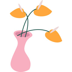 Vector flower in vase icon floral plant bouquet