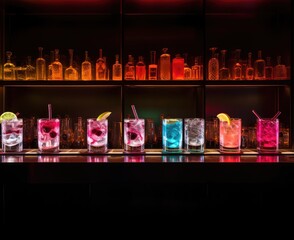 Several colorful cocktails