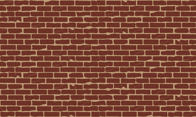 Fototapeta premium Brick wall brown surface full frame vector background. soft brown brick wall pattern on brown backdrop