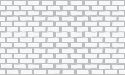 Brick wall white flat design vector background. brick wall pattern on gray backdrop