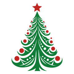 Christmas tree, isolated on white background,  vector illustration.