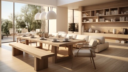 dining room with table, ai generative