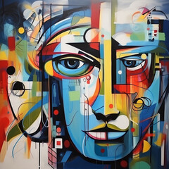 abstract portrait woman painting art poster sci-fi art