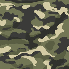 Camouflage seamless pattern. Trendy style camo, repeat print. Vector illustration. Khaki texture, perfect for military army design.