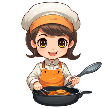 Cute Chef Cooking Food Clipart Illustration