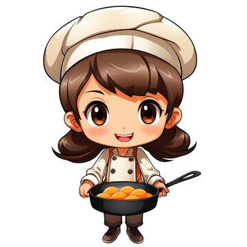 Cute Chef Cooking Food Clipart Illustration
