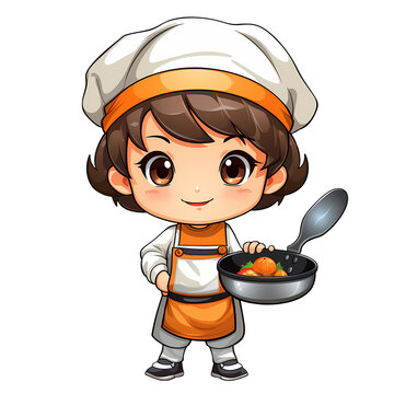 Cute Chef Cooking Food Clipart Illustration