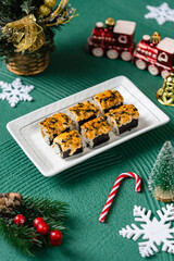 sushi is a Japanese dish of prepared vinegared rice, usually with some sugar and salt, accompanied by a variety of ingredients such as seafood, often raw and vegetables.