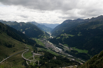 Fototapeta premium aerial view from Gotthard pass, Switzerland