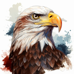 Vector illustration of a bald eagle, front view, havin a serious look