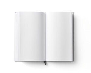 Naklejka premium Blank opened book mockup, top view, isolated on white background. 