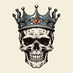 skull with a crown on it, skull king