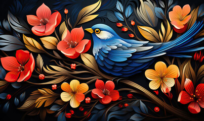 Abstract floral background, colorful flowers on a dark background.