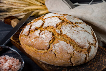 A loaf of fresh country bread.