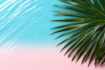 Fototapeta na wymiar palm tree on blue background