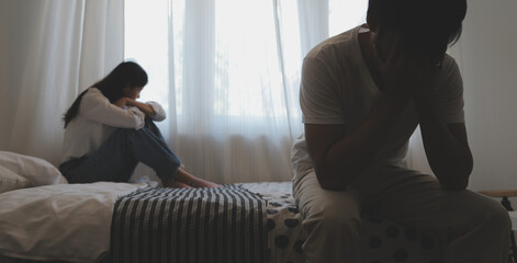 Divorce and quarrels. couples are desperate and disappointed after marriage. Husband and wife are...