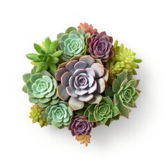 Square background, succulents on a white background. AI generative.