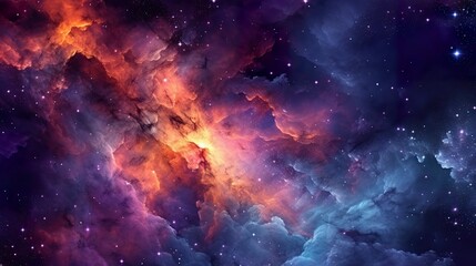Nebula Galaxy Background With Purple Blue Outer Space. Cosmos Clouds And Beautiful Universe Night Stars.  - obrazy, fototapety, plakaty