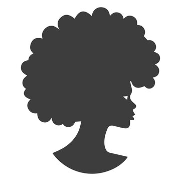 recommend clip art: African pretty woman with afro and bun hairstyle Portrait. Silhouette on transparent background. PNG and SVG afro girl.