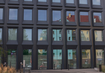 Modern architecture of Wroclaw - reflection of the city in the glass