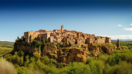 Fototapeta na wymiar Panorama of Pitigliano town in Tuscany, Italy, Generative AI