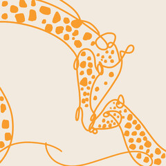 Lineart illustration of a giraffe 