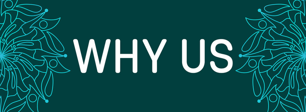 Why Us Turquoise Mandala Design Element Horizontal Left Right Text
