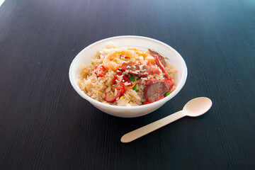 Food in display for the photo shoot in Tokyo, Japan. Nowadays in 2023, people rely on the food delivery service