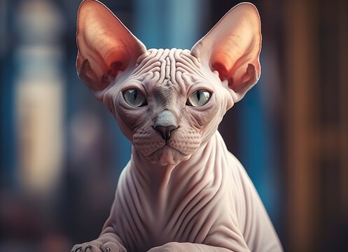 Beautiful photo Sphynx cat concept, contemporary natural and mood social background. 