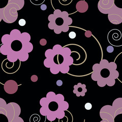 A set of patterns with flowers. Petal. Bright flat illustration for textiles.
