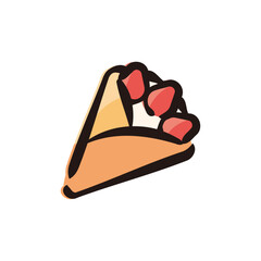 Crepe - Sweets and cake icon/illustration (Hand-drawn line, colored version)
