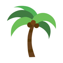 Flat icon palm tree isolated on white background. Vector illustration.