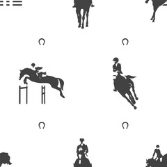 Seamless vector pattern, equestrian silhouettes