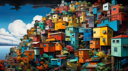 colorful houses on a mountain