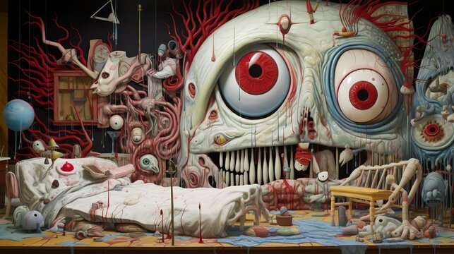 bedroom made from a human's innards