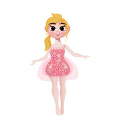 doll in a pink dress on a white background for a children's room.