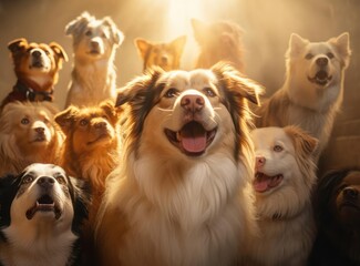 Several dogs take a group selfie