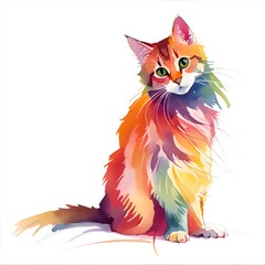 watercolor cat on white background