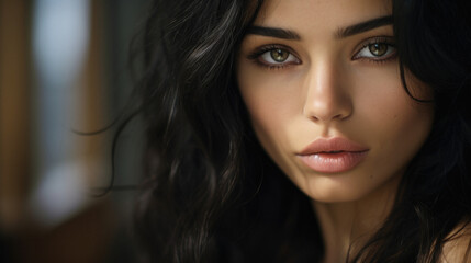 Fototapeta premium Portrait of a sensual black hair woman
