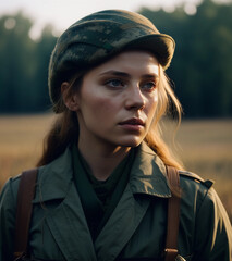 The girl is a military officer. Generative AI.