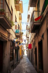 Narrow street in Naples city, Italy, Generative AI