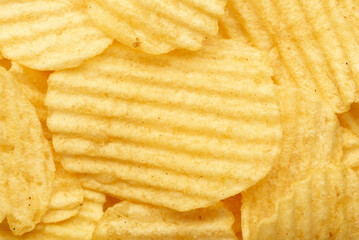 Fried Salted Potato Chip Background.