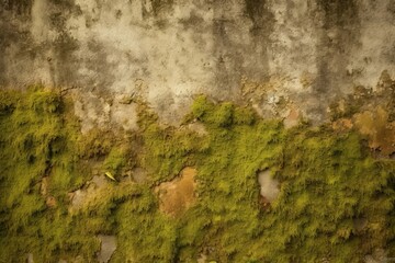 Texture of old wall covered with moss, Generative AI