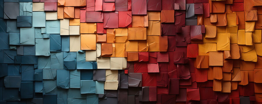 Abstract texture background from colored geometric shapes.