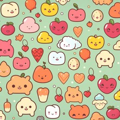 Kawaii Festivity Galore Seamless Patterns for Festival Artistry Background