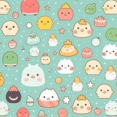 Kawaii Festivity Galore Seamless Patterns for Festival Artistry Background