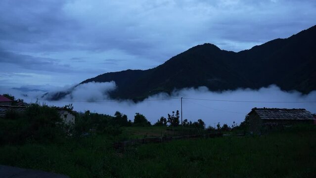 Dark clouds over Bedni Bugyal, uttarakhand, india.
