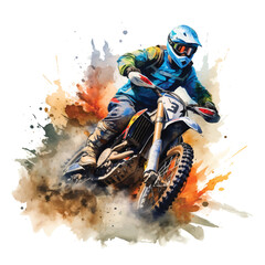 Mountain motobike sport watercolor hand paint ilustration.